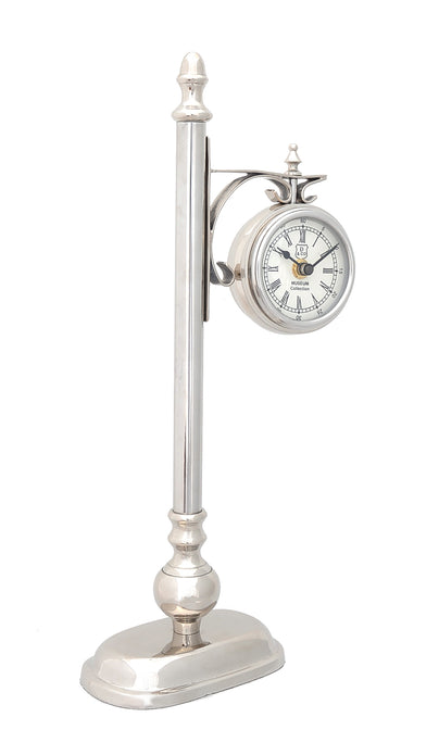 8" x 3.75" x 16.25" BrassAlum. Lamp Post Clock One Sided