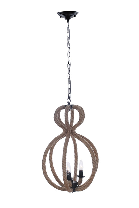 15" x 15" x 47.5" 3 BulbsRope  Pendant Lamp