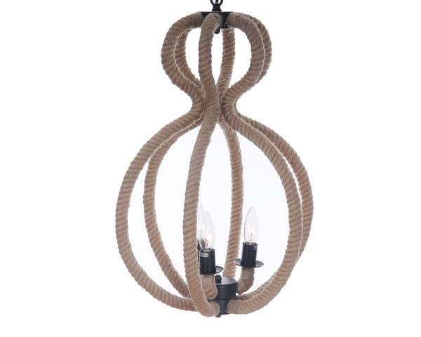 15" x 15" x 47.5" 3 BulbsRope  Pendant Lamp