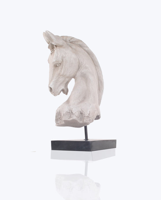 Vintage Look Off White Horse Head Statue