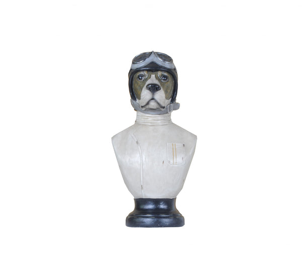 Dog Bust Aviator Statue