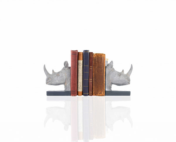 Rhino Head Bookend Set of 2