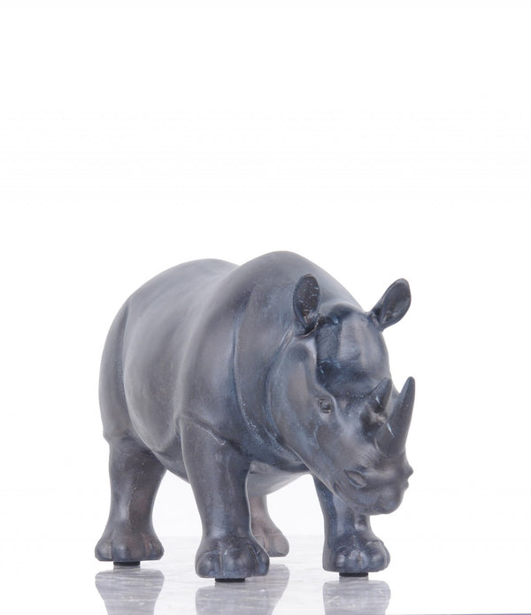 Burnished Bronze and Black Rhinoceros Statue