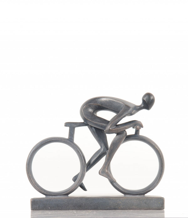 Minimalist Cyclist Cement Finish Statue