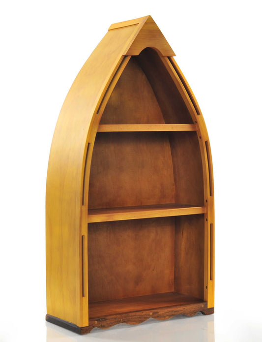 7" x 18.5" x 34.3" Wooden Canoe Book Shelf Small