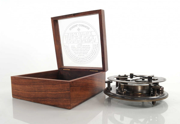 5" x 5" x 4" Sundial Compass in Wood Box  Large