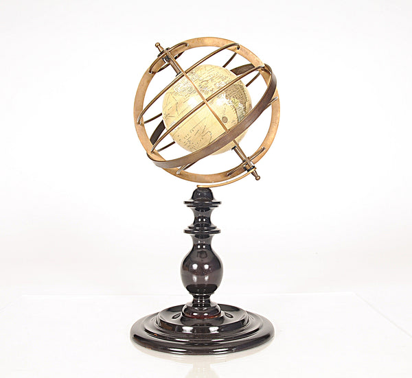 8" x 7.5" x 16.5" Globe in Brass Rings