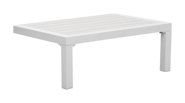 White Aluminum and Wood Side Table