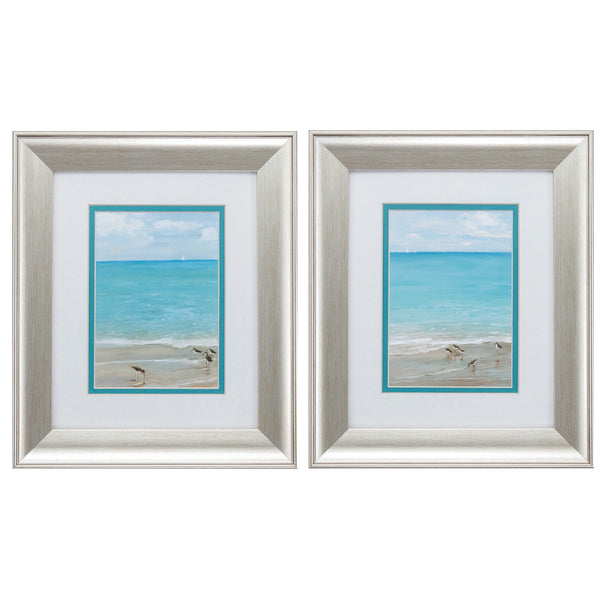 11' X 13' Brushed Silver Frame Sunday At The Shore (Set of 2)