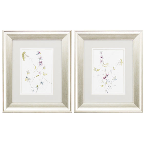 11' X 13' Brushed Silver Frame Branches & Blossoms (Set of 2)