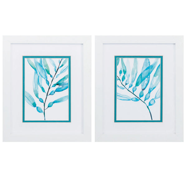 9' X 11' Matte White Frame Watercolor Kelp (Set of 2)