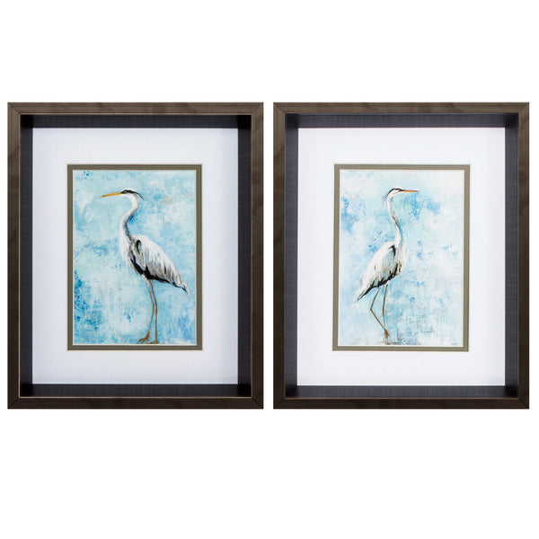 10' X 12' Brushed Silver Frame Hazy Morning Heron (Set of 2)