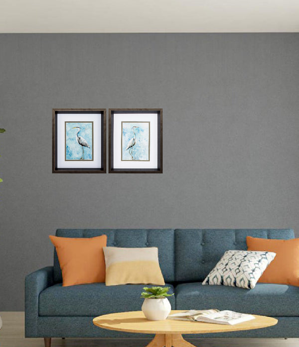 10' X 12' Brushed Silver Frame Hazy Morning Heron (Set of 2)