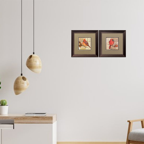 13' X 13' Brown Frame Red Bird (Set of 2)