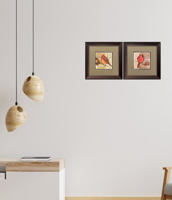 13' X 13' Brown Frame Red Bird (Set of 2)