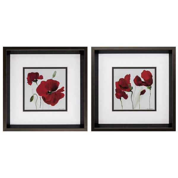 12' X 12' Brushed Silver Frame Red Poppy (Set of 2)