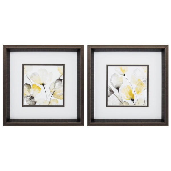 12' X 12' Brushed Silver Frame Natural Abstract (Set of 2)