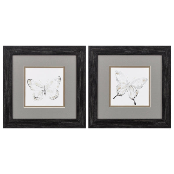 12' X 12' Distressed Black Frame Butterfly Impression (Set of 2)