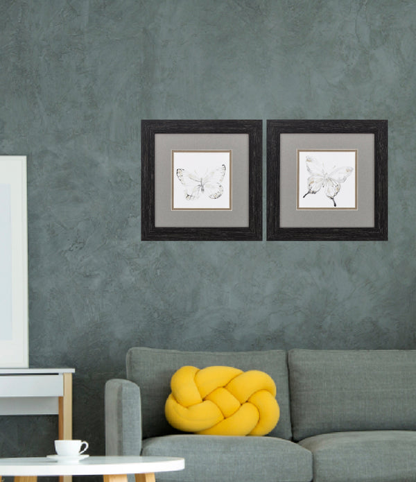 12' X 12' Distressed Black Frame Butterfly Impression (Set of 2)