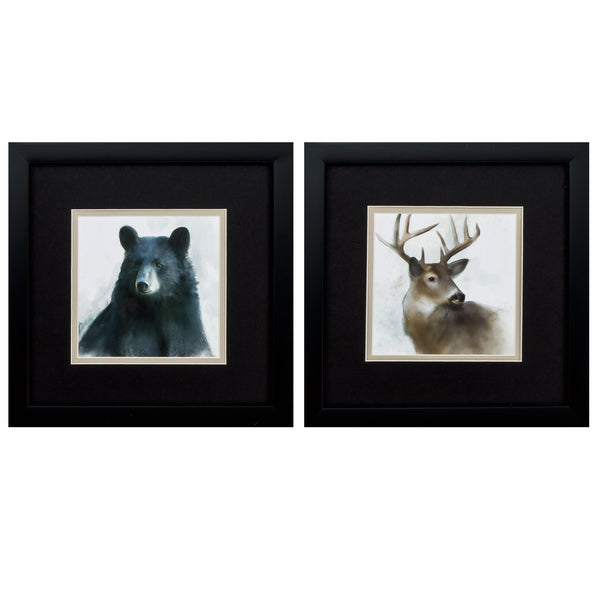 11' X 11' Silver Frame Bear Deer (Set of 2)