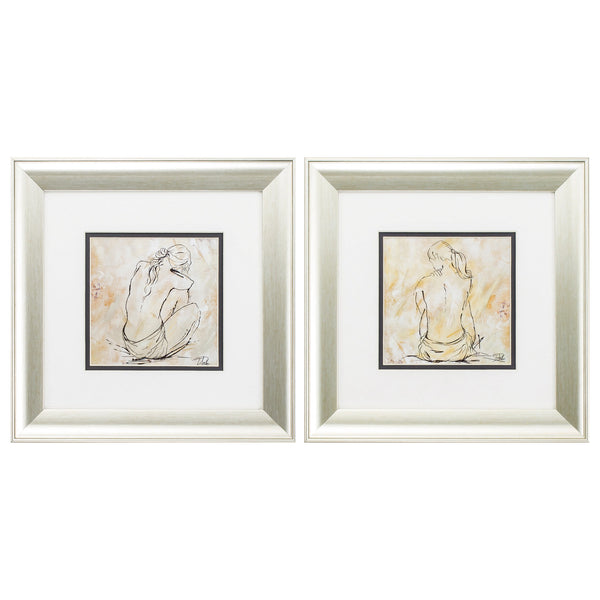 13' X 13' Aged Silver Frame Sketch (Set of 2)