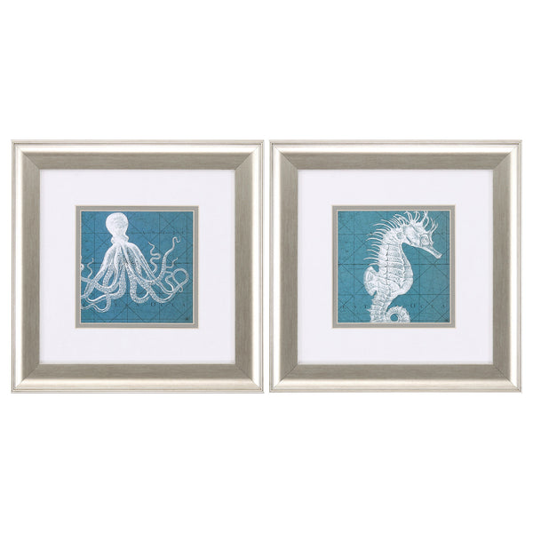 13' X 13' Brushed Silver Frame Coastal Menagerie (Set of 2)