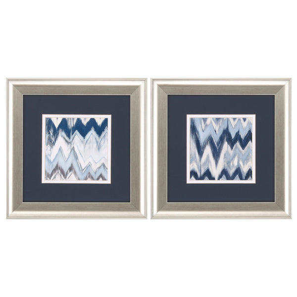 13' X 13' Brushed Silver Frame Chevron Pattern (Set of 2)