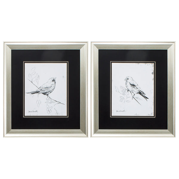 16' X 18' Aged Silver Frame Song Bird (Set of 2)