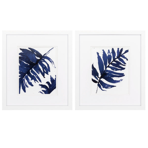 14' X 16' Matte White Frame Blue Ferns (Set of 2)