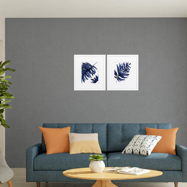 14' X 16' Matte White Frame Blue Ferns (Set of 2)