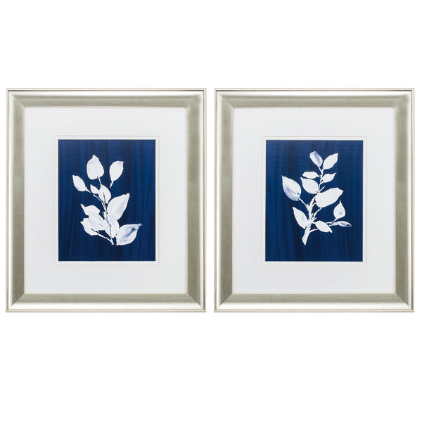 16' X 18' Brushed Silver Frame Blue Branch (Set of 2)