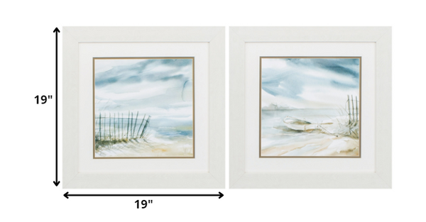 19' X 19' White Frame Subtle Mist (Set of 2)