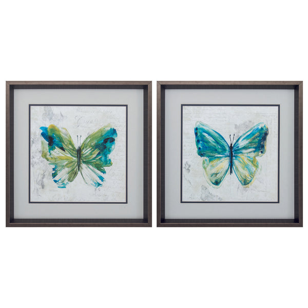 18' X 18' Brushed Silver Frame Butterfly Sketch (Set of 2)