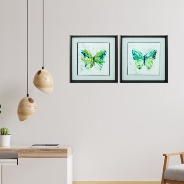 18' X 18' Brushed Silver Frame Butterfly Sketch (Set of 2)