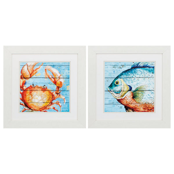 19' X 19' White Frame Crab Fish (Set of 2)