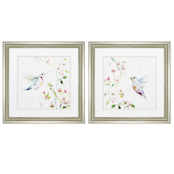 19' X 19' Brushed Silver Frame Hummingbird (Set of 2)