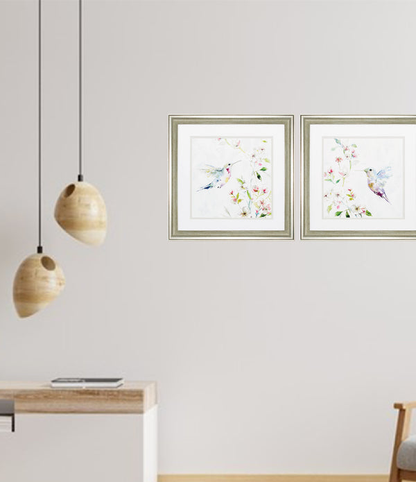 19' X 19' Brushed Silver Frame Hummingbird (Set of 2)