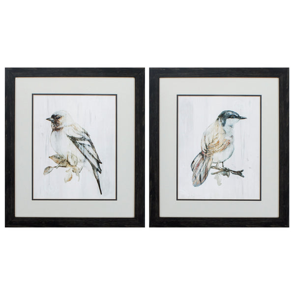 18' X 21' Distressed Black Frame Eco Bird On Wood (Set of 2)