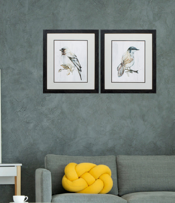 18' X 21' Distressed Black Frame Eco Bird On Wood (Set of 2)