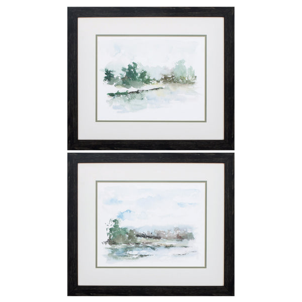 21' X 18' Distressed Black Frame Spring Watercolor (Set of 2)