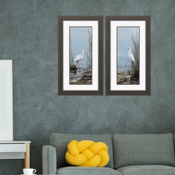 15' X 27' Woodtoned Frame Island Egret (Set of 2)