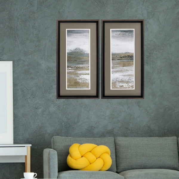 14' X 26' Brushed Silver Frame Illusion In Neutral (Set of 2)