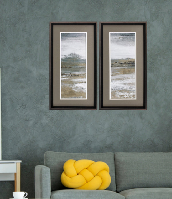 14' X 26' Brushed Silver Frame Illusion In Neutral (Set of 2)