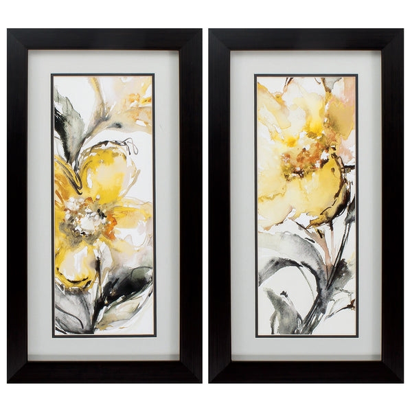 14' X 26' Brown Frame Golden Flower (Set of 2)