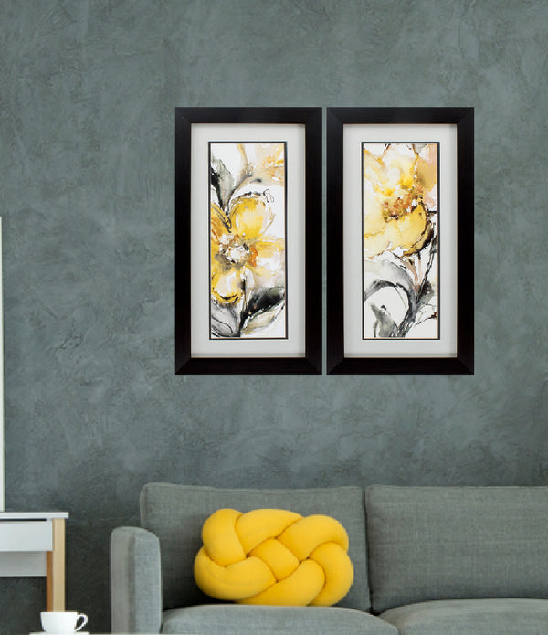 14' X 26' Brown Frame Golden Flower (Set of 2)