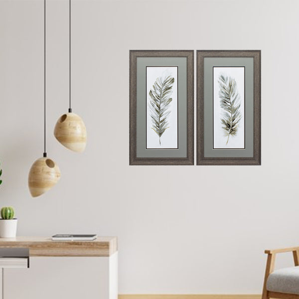 15' X 27' Distressed Wood Toned Frame Plume Neutral (Set of 2)