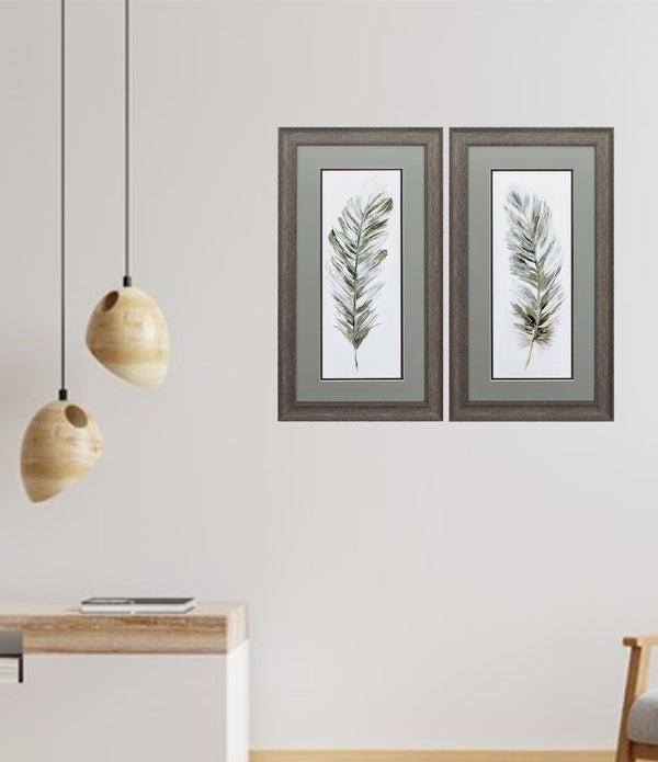 15' X 27' Distressed Wood Toned Frame Plume Neutral (Set of 2)