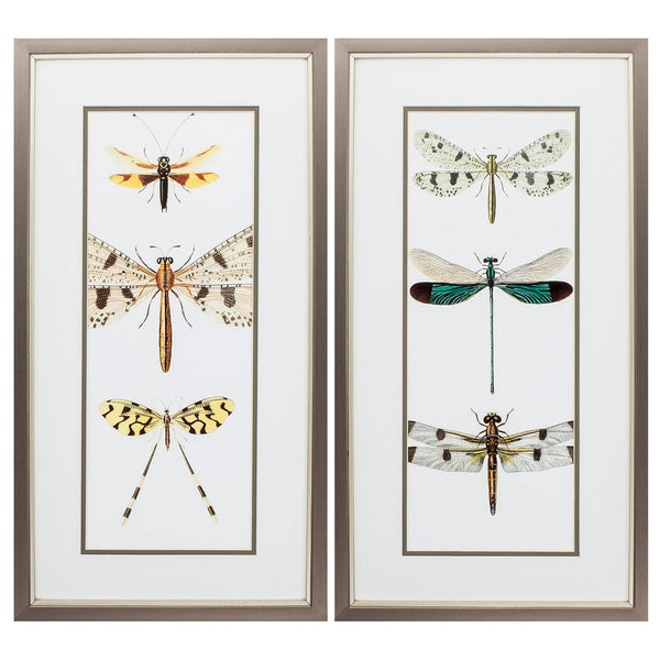 Set of 2 Metallic Bronze Frame Dragonfly Wall Art