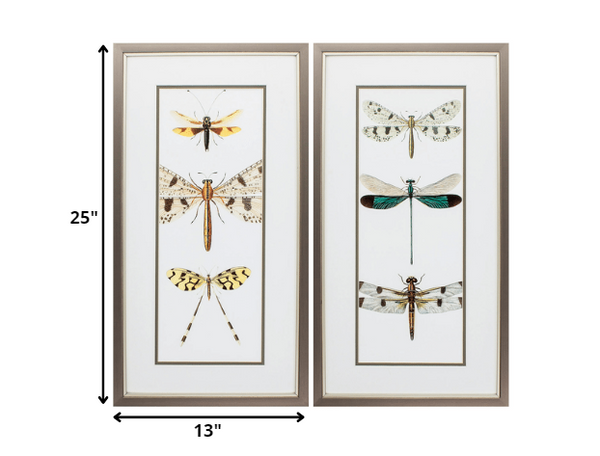 Set of 2 Metallic Bronze Frame Dragonfly Wall Art