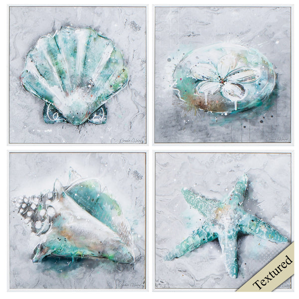 12' X 12' Matte White Frame Sealife (Set of 4)